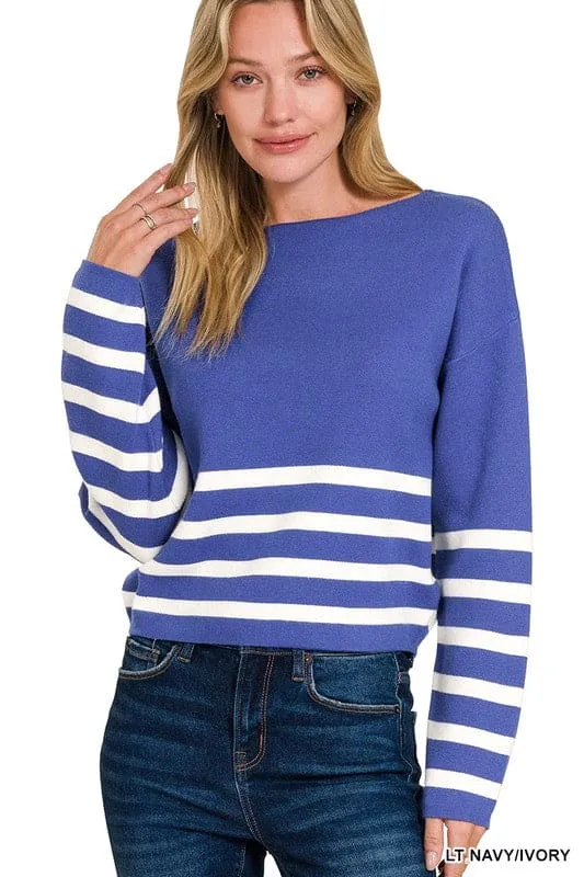 Royal blue stripe sweater