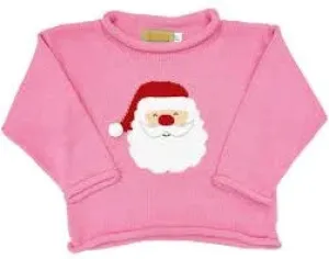 Santa Head Roll Neck Sweater - Light Bubblegum Pink