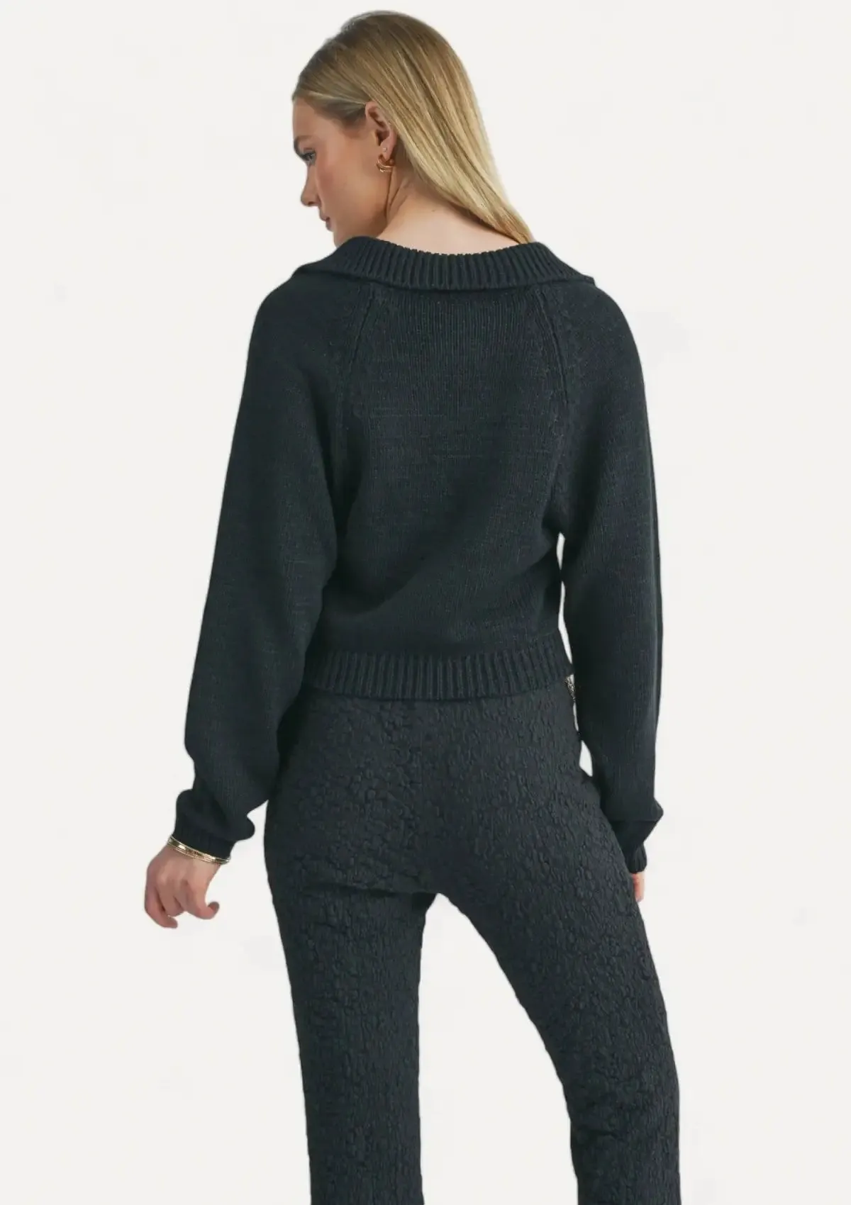 Scarlet Collared Long Sleeve Sweater - Black