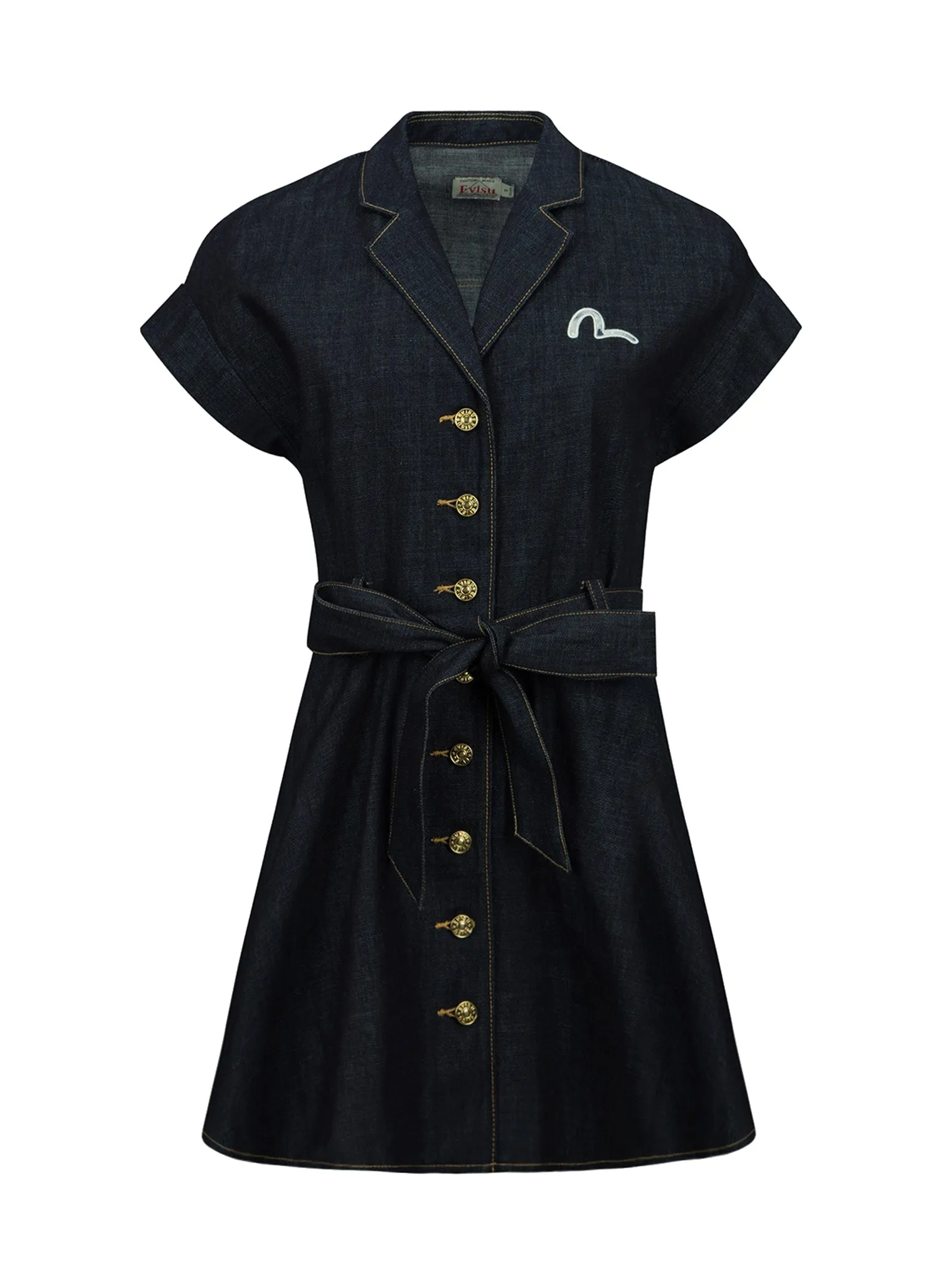 Seagull Embroidery Denim Shirt Dress