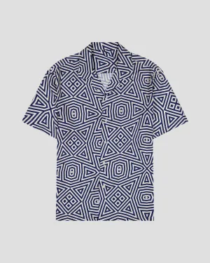 SG Camp Collar Shirt - Geometric Stars - Navy