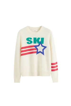 Ski And Star Sweater, Cream/Multi