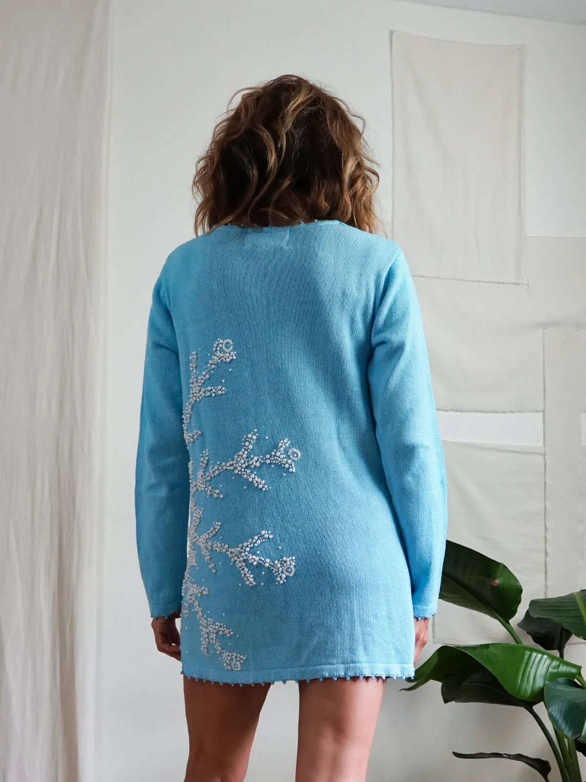 Sky Blue Seaweed Pearl Sweater