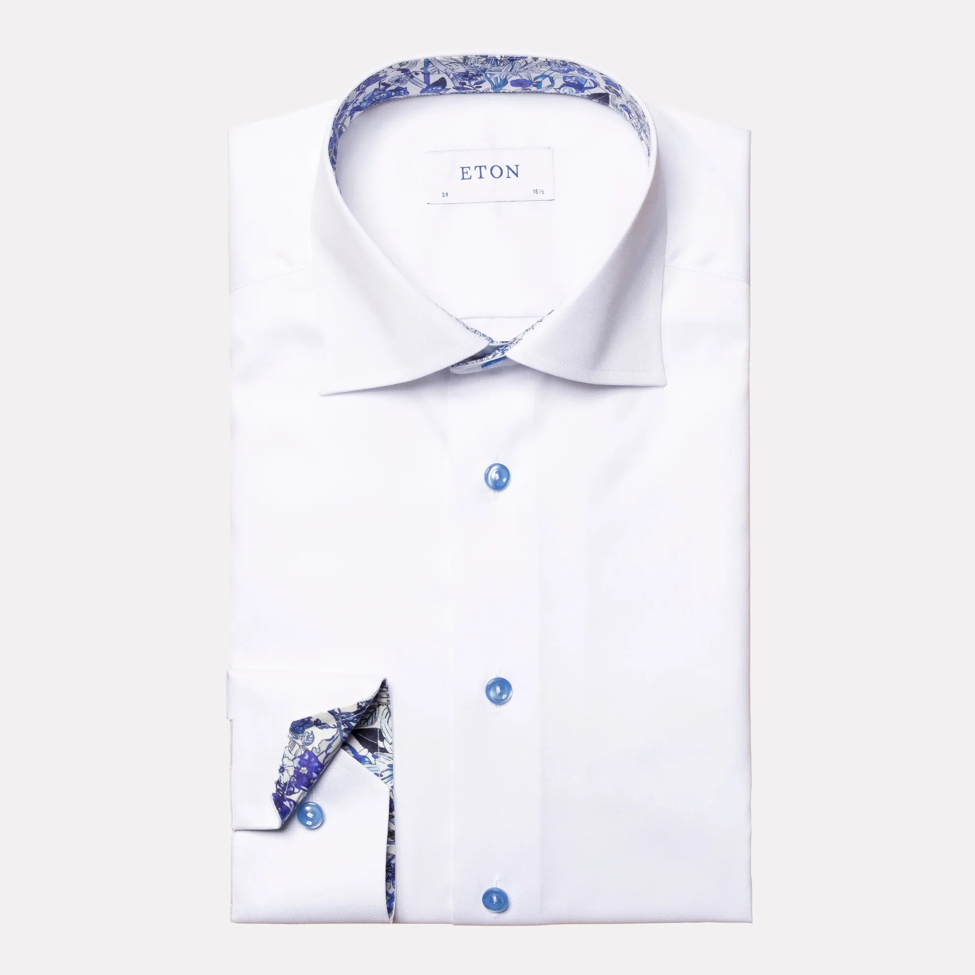 Slim Fit Signature Twill with Floral Contrast Details / White