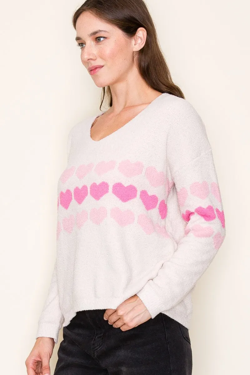 Soft Hearts V-neck Sweater