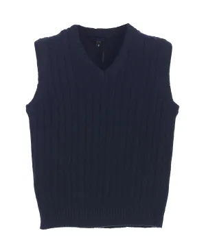 Soft V-Neck Cable Knit Sweater Vest- Navy