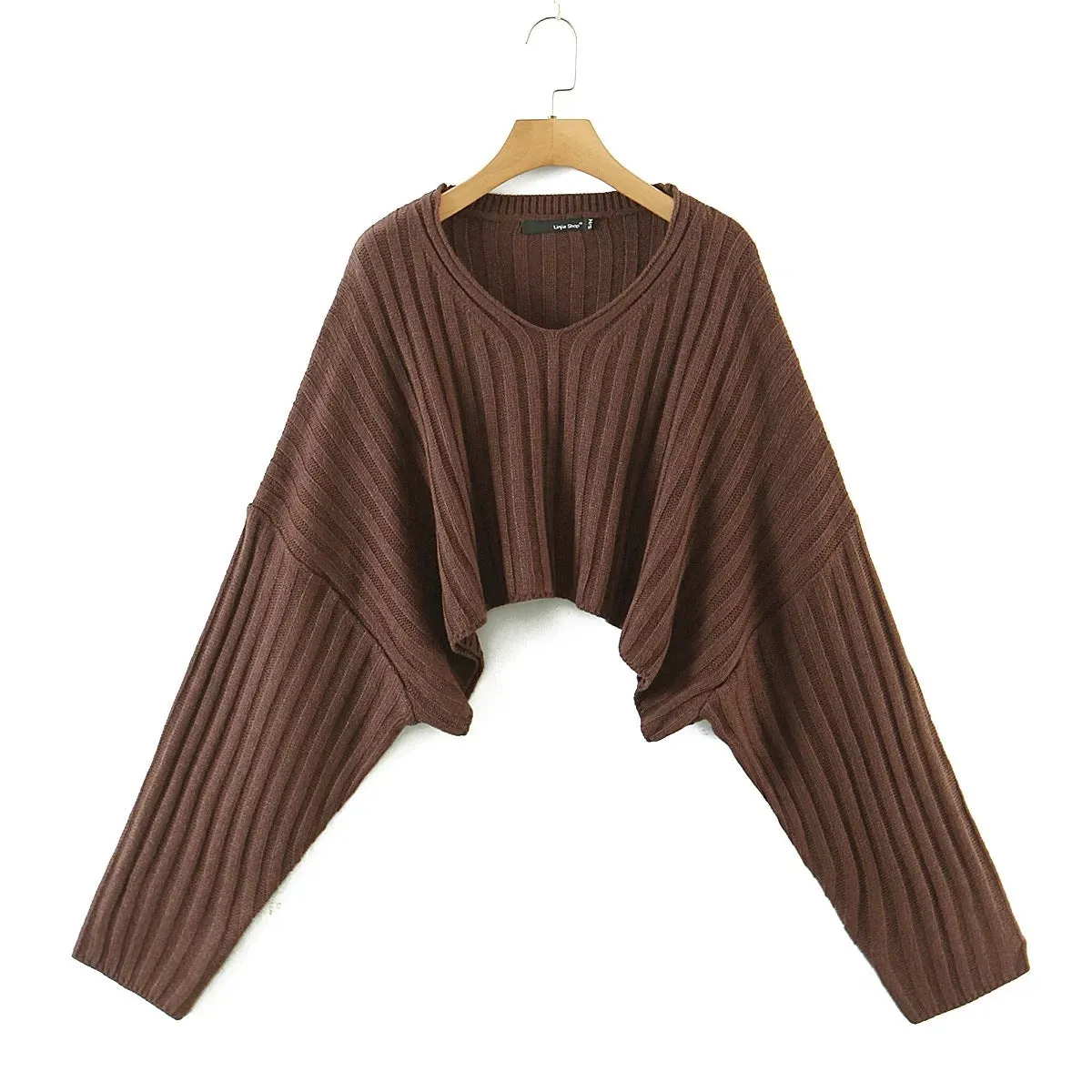 Spice Girl Short Loose Doll Sleeve Knit Sweater Sweater   Cross Knit Bag Hip Skirt Suit Women's Autumn