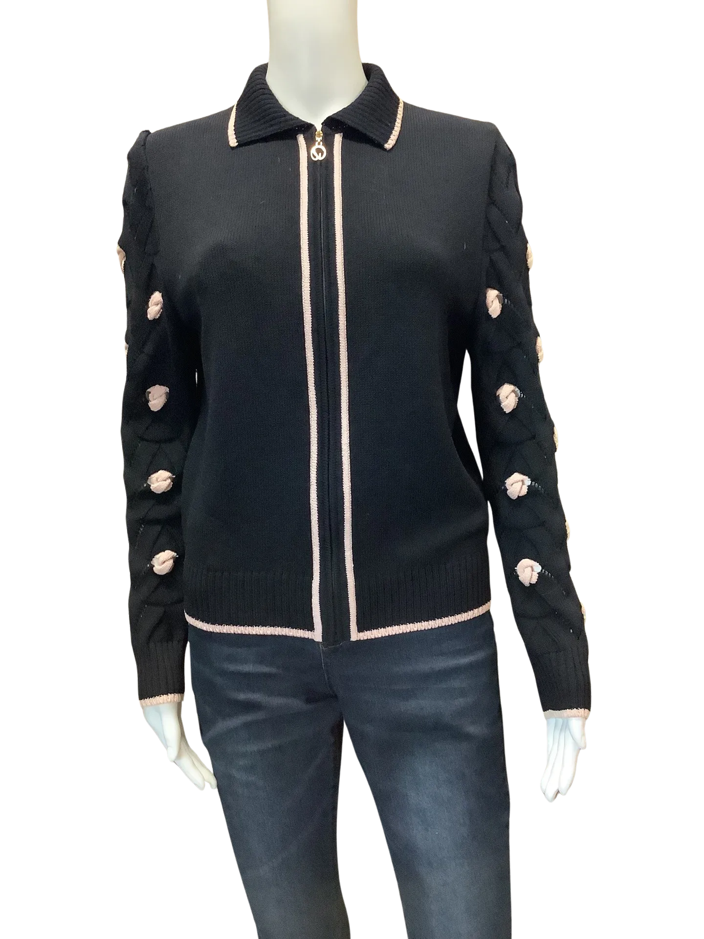 St. John Collection Women's Jacket Black Pointed Collar Size: 6