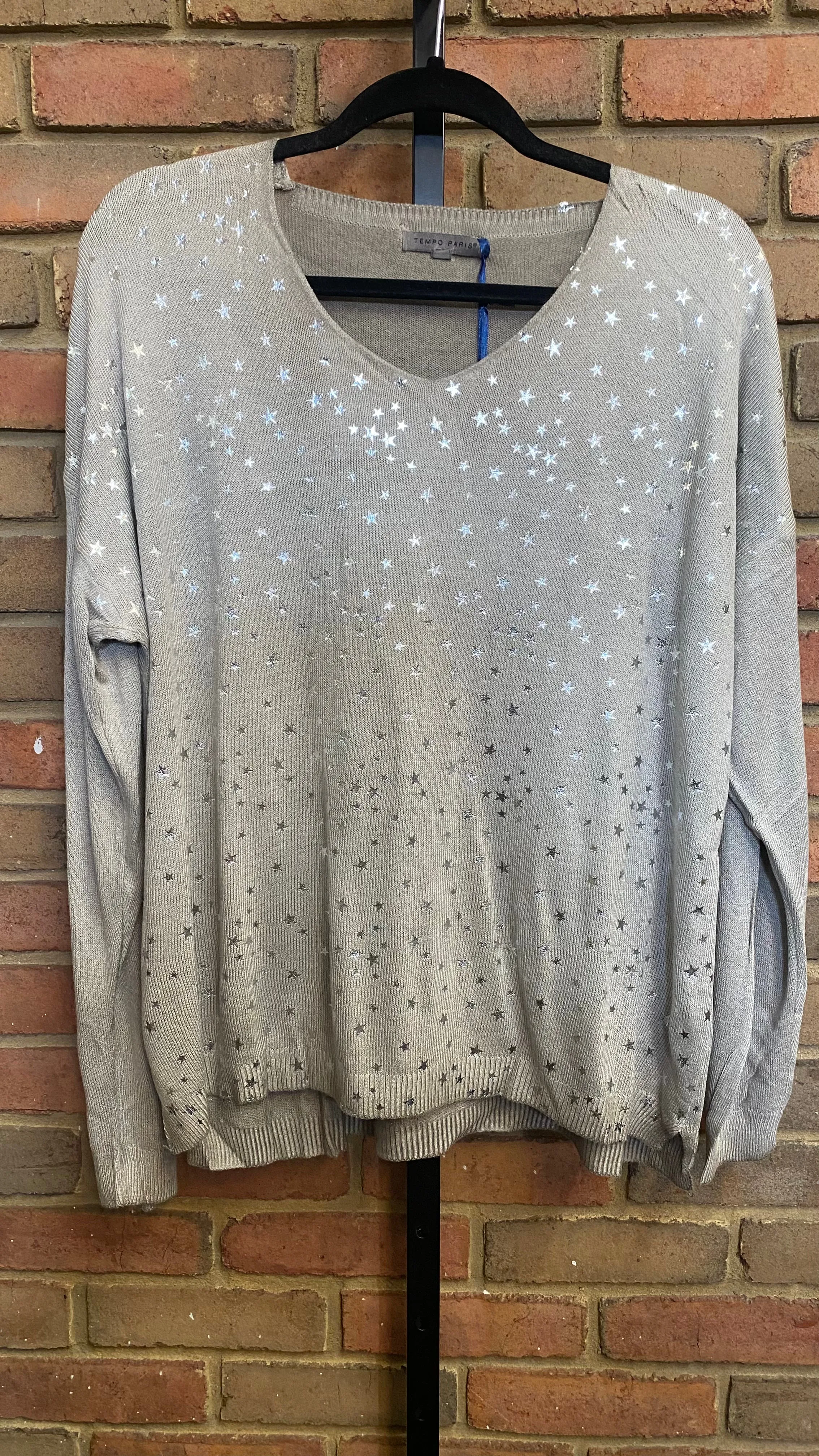 Star Print Taupe Sweater #214