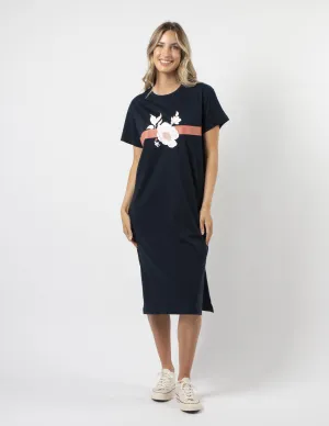 Stella   Gemma Maxie T-Shirt Dress - Navy Rose Floral With Stripe