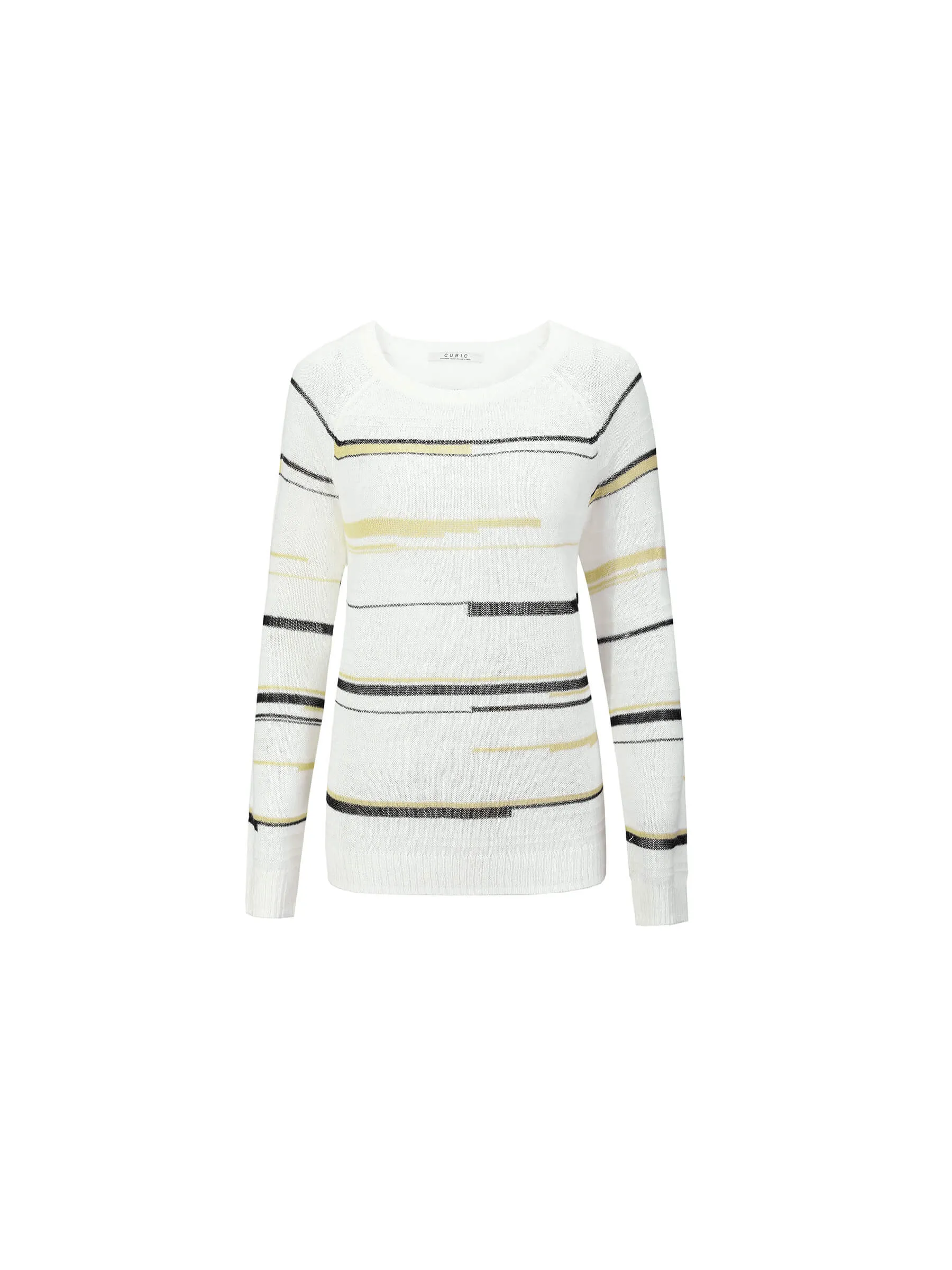 Striped Knit Long Sleeve Top with Wool Blend