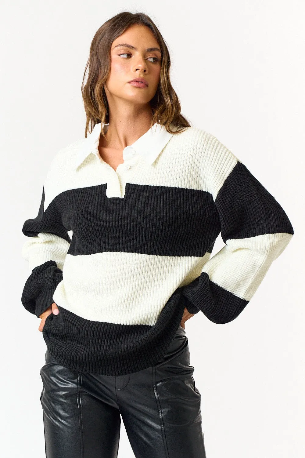 Striped Polo Sweater