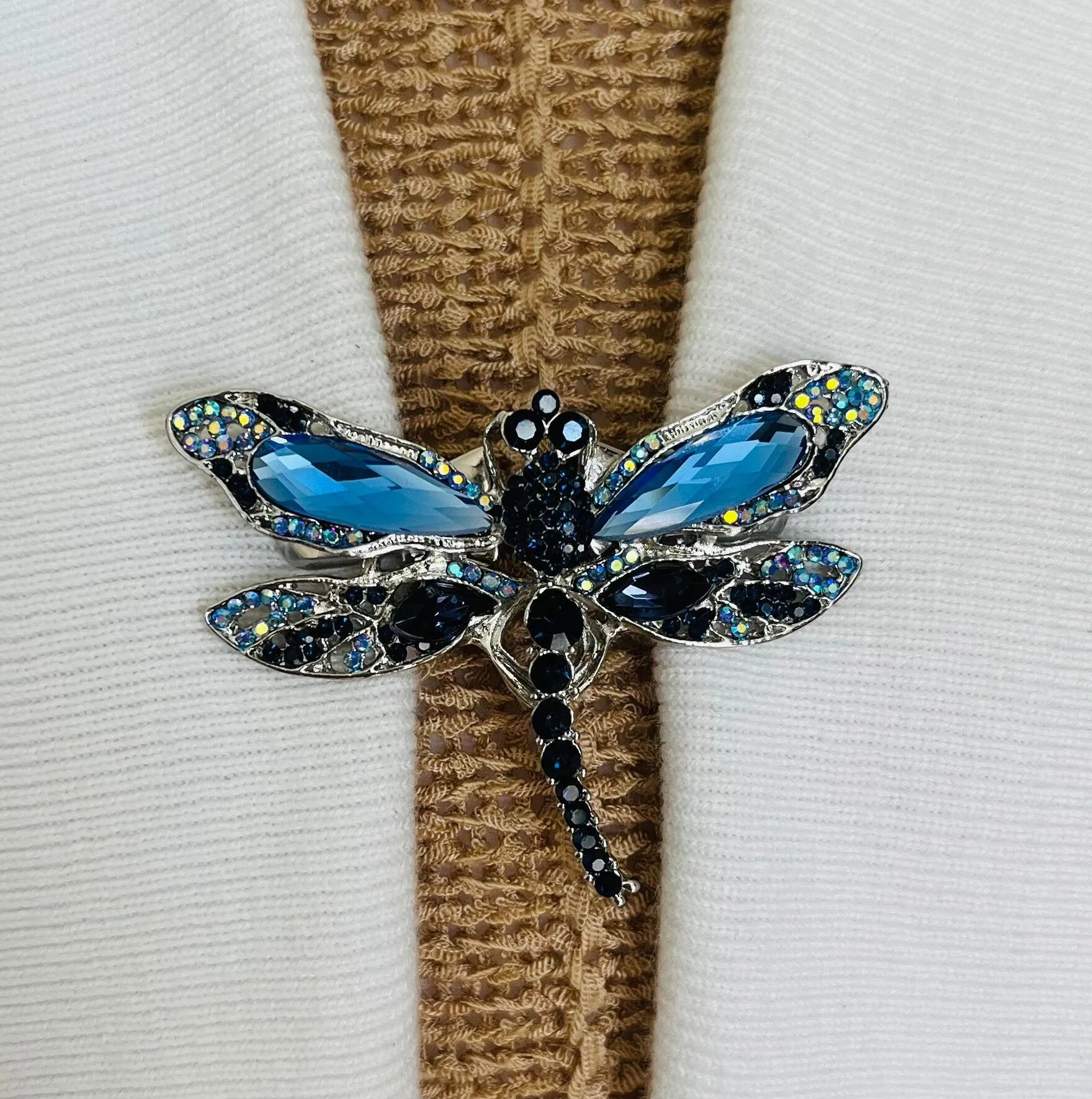 Sweater Clips Blue Rhinestone Dragonfly Sweater Clip Dragonfly Scarf Clip Cardigan Clasp Jewelry Gift for Mom Gifts for Her by Fabulici