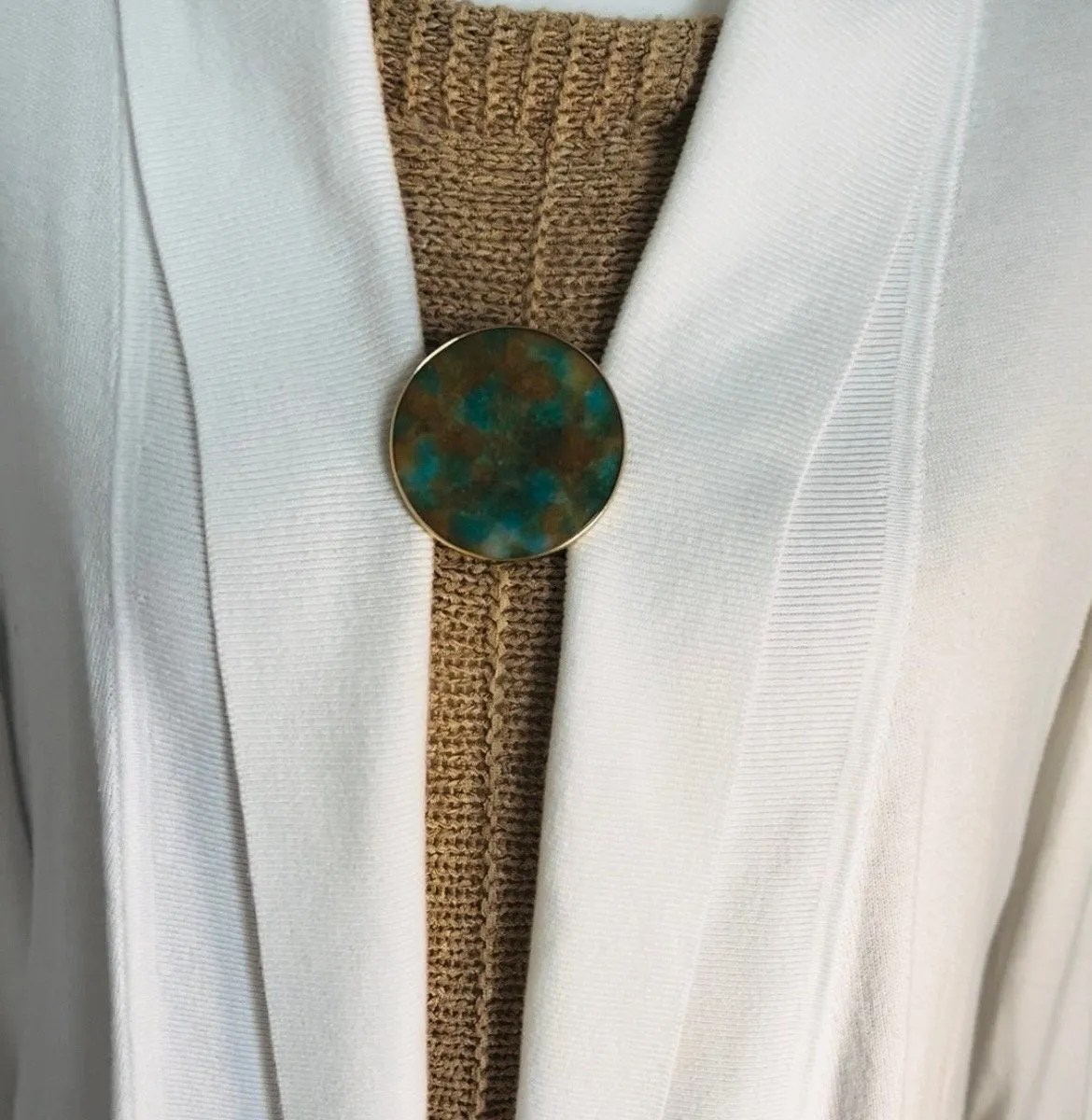 Sweater Clips Round Amazonite Stone Cardigan Clasp Southwestern Sweater Clip Rare Unique Jewelry Gift Gifts for Her by Fabulici