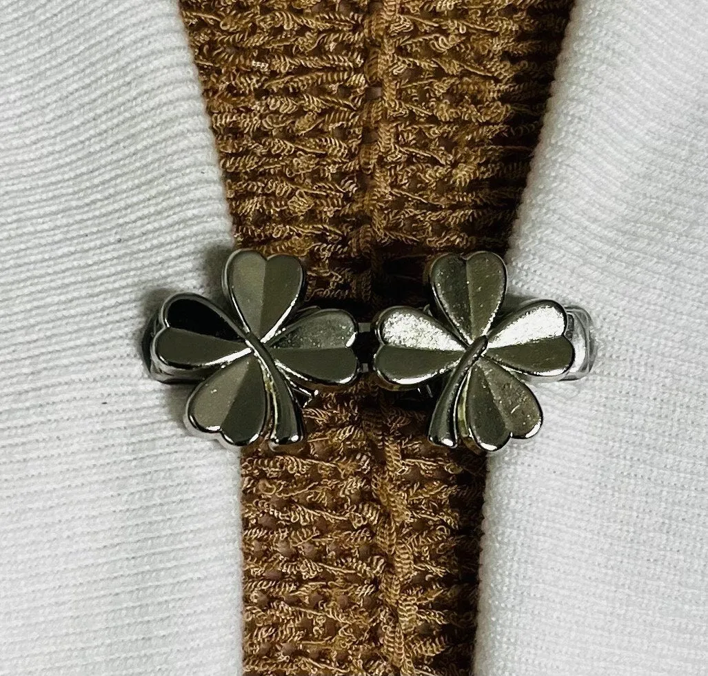 Sweater Clips Silver Four Leaf Clover Sweater Clip for Cardigan Clasp St Patrick’s Day Jewelry Gift for Mom Gift for Her by Fabulici