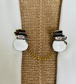 Sweater Clips Snowman Cardigan Clasp Chained Sweater Clip Gold Jewelry Gift Cloak Clasp Gifts for Her by Fabulici