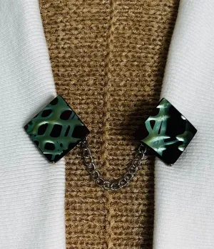 Sweater Clips Square Sweater Clip Chain for Cardigan Clip Chained Guard Green Black Cinch  Clip Birthday Gift for Mom Gift for Her