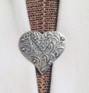 Sweater Clips Vintage Style Swirly Heart Sweater Clip Silver Cardigan Clasp Sweater Guard Gift Gifts for Her by Fabulici