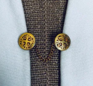 Sweater Clips Yellow Gold Celtic Sweater Clip Cardigan Clip Kimono Clasps Chain Sweater Clasp Gift for Mom Gifts for Her by Fabulici