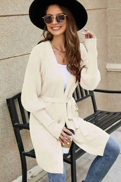 TEEK - Open Front Lantern Sleeve Cardigan