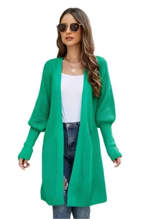 TEEK - Open Front Lantern Sleeve Cardigan