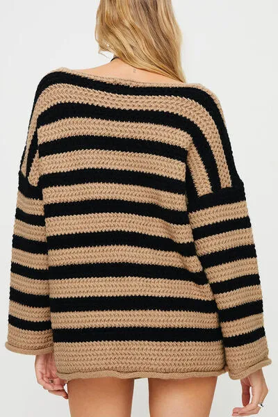 TEEK - Striped Dropped Shoulder Sweater