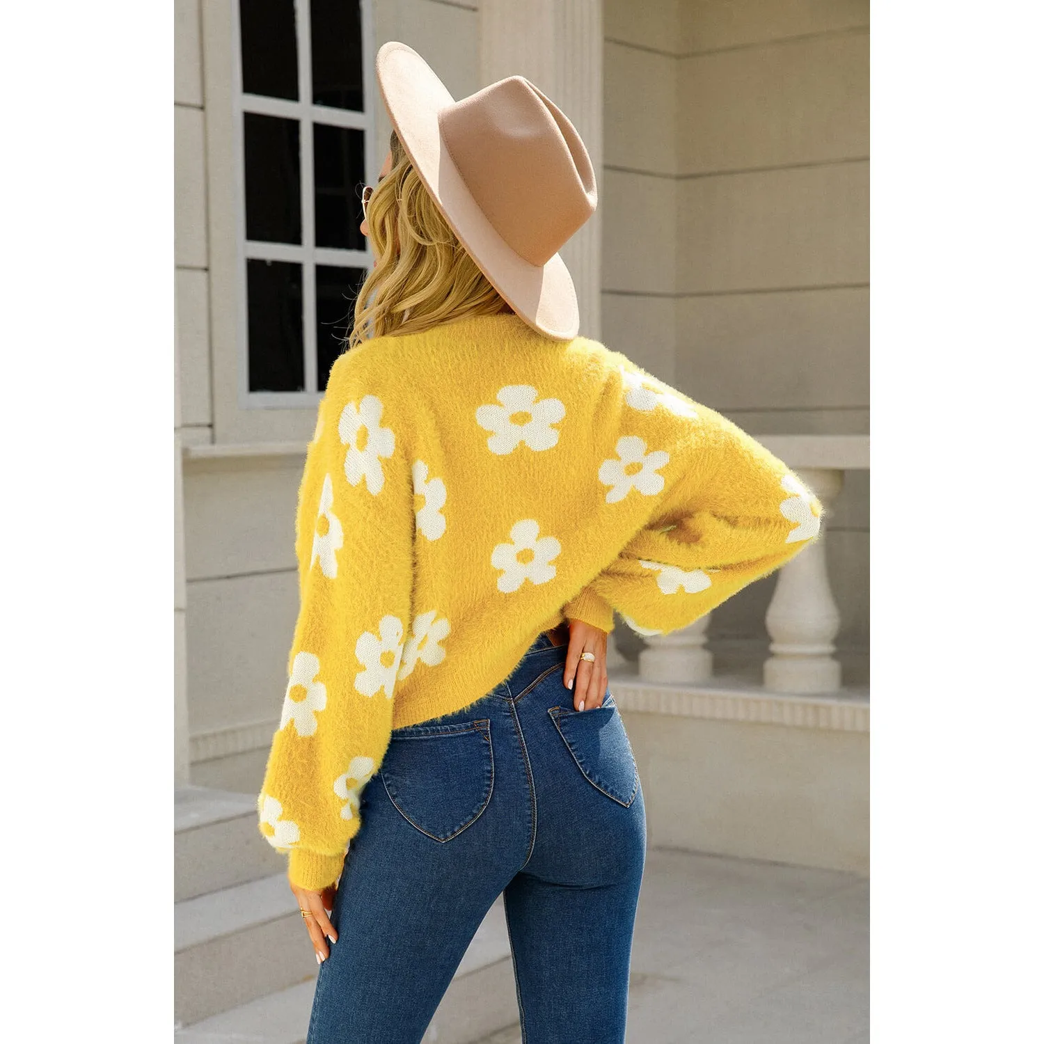 The Floral Open Front Fuzzy Cardigan in Several Colors