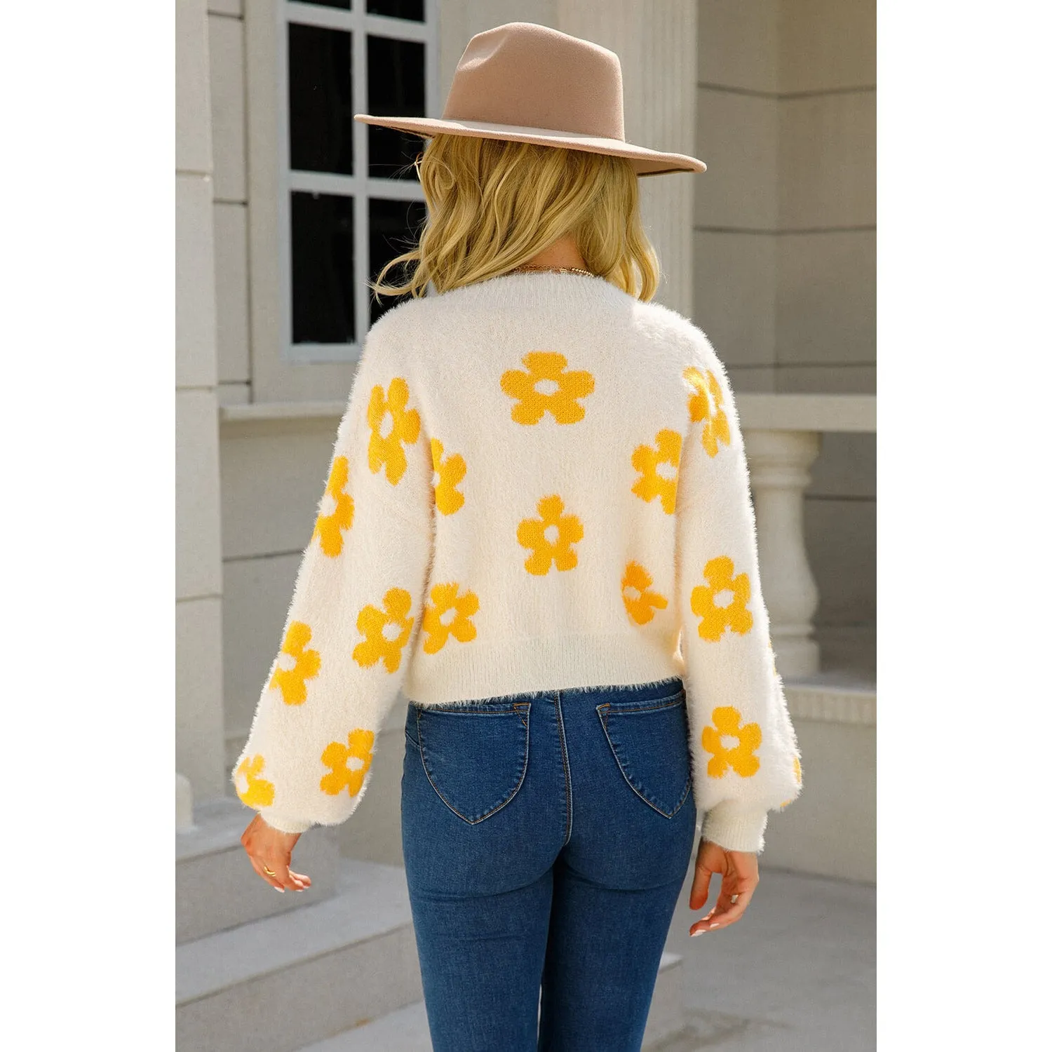 The Floral Open Front Fuzzy Cardigan in Several Colors