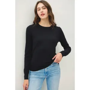 The Stella Black Fine Gauge Crew Neck Sweater