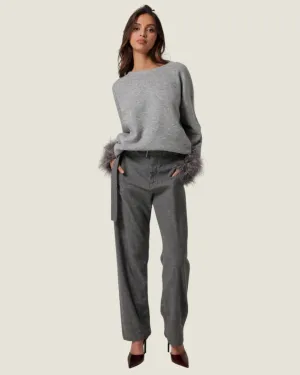 The Xandra: Grey Feathered Sweater Top