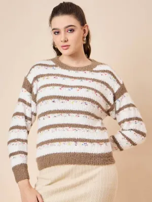 Timeless Beige Self Design Sweater