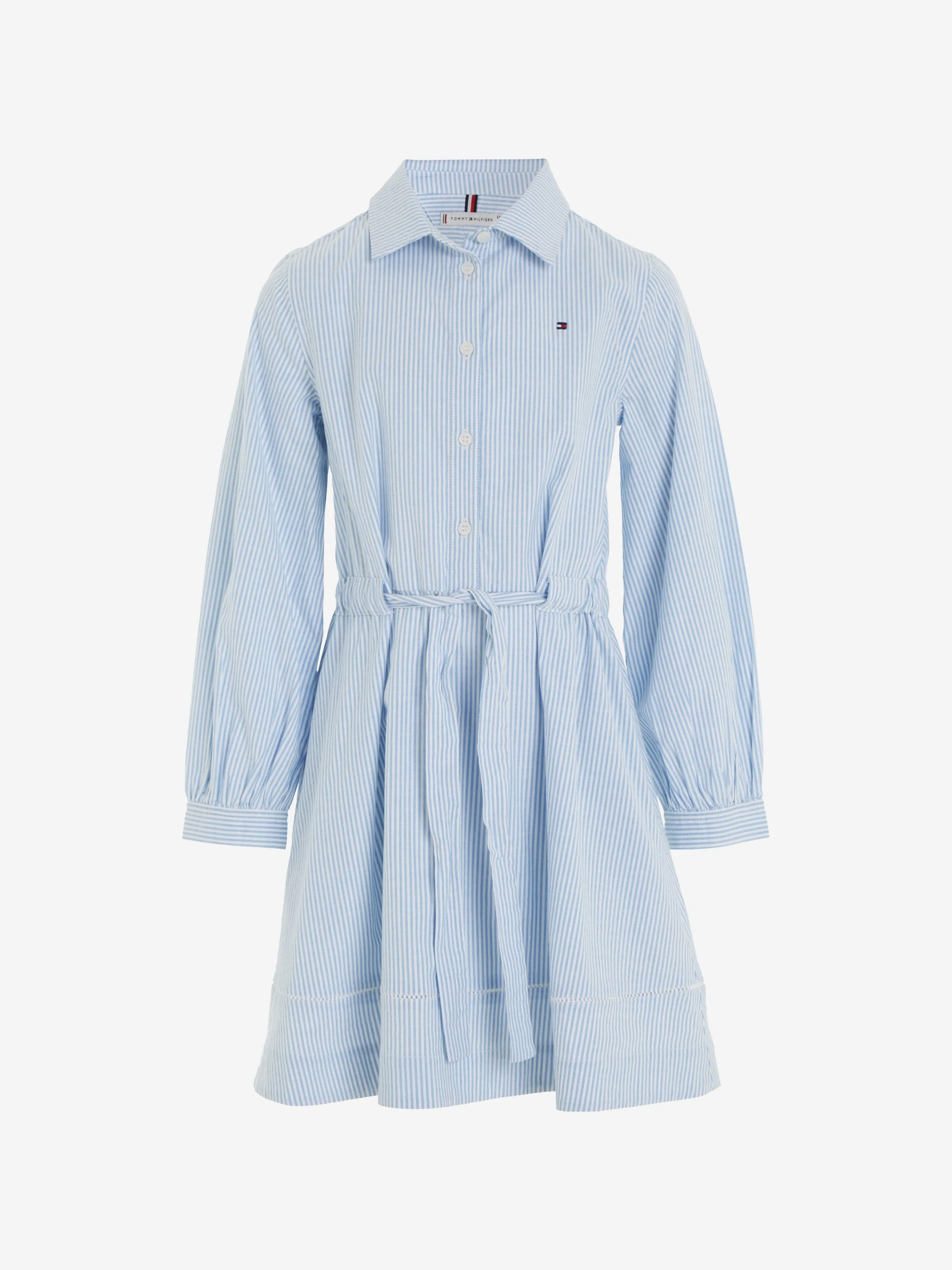 Tommy Hilfiger Girls Striped Shirt Dress in Blue