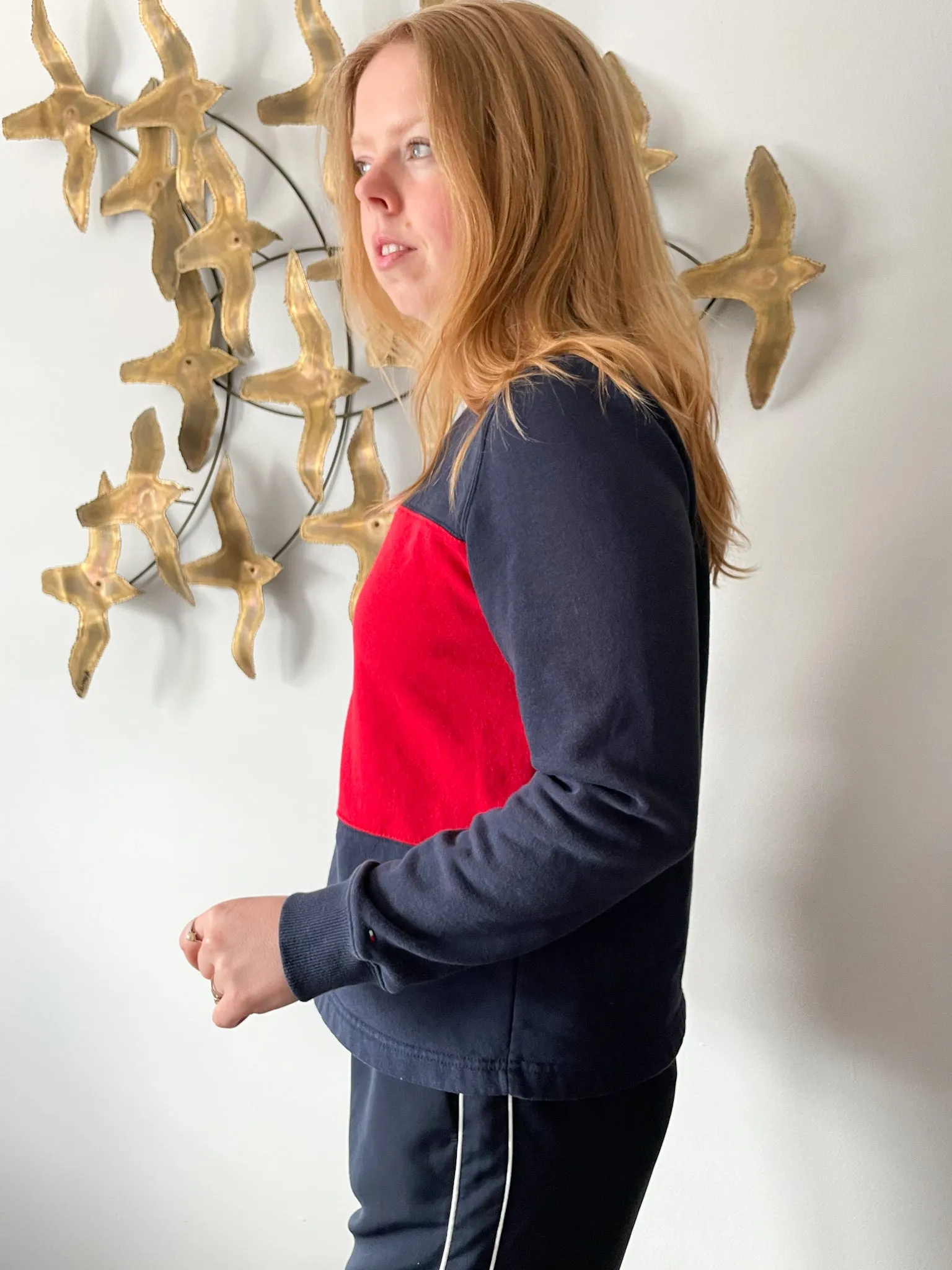 Tommy Hilfiger Long Sleeve Blue White And Red Sweater - Small