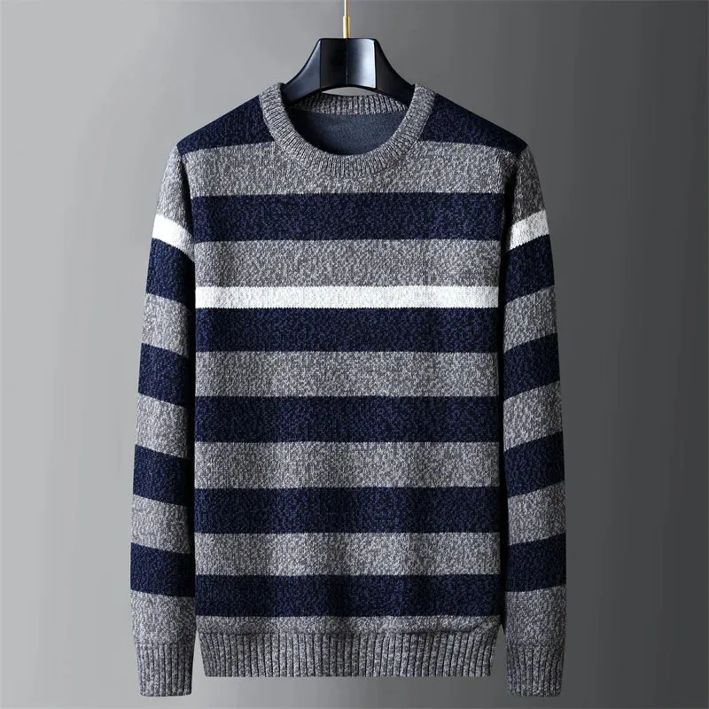 Trend4us Men's Modern Striped Knit Sweater