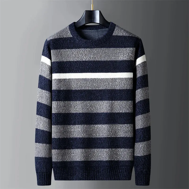 Trend4us Men's Modern Striped Knit Sweater