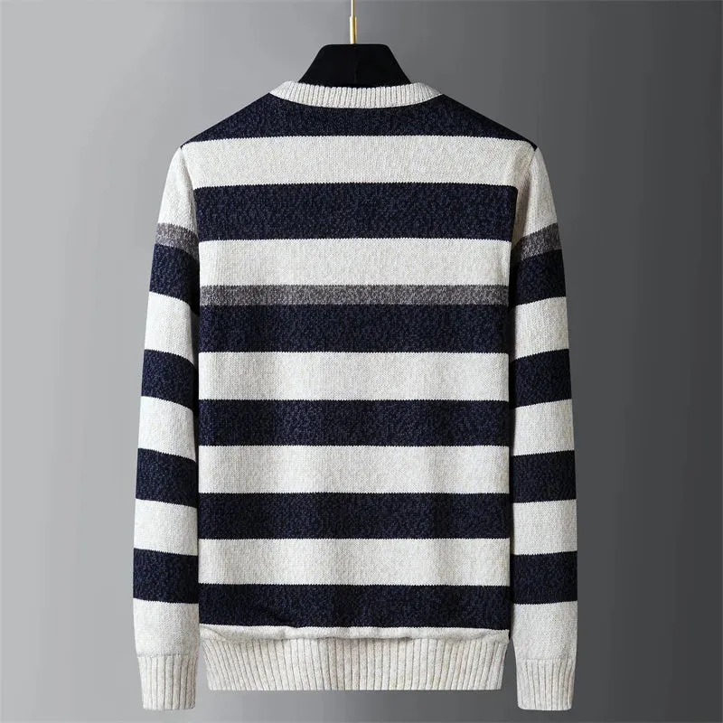 Trend4us Men's Modern Striped Knit Sweater