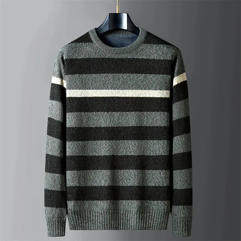 Trend4us Men's Modern Striped Knit Sweater