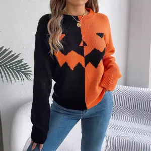 Trend4us Women's Halloween Pumpkin Knit Sweater