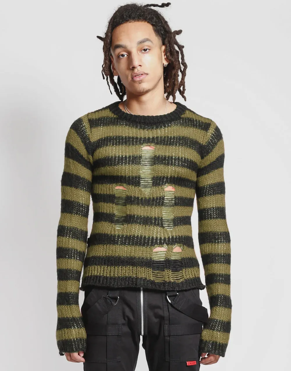 Tripp NYC - Rag Stripe Army Green Sweater