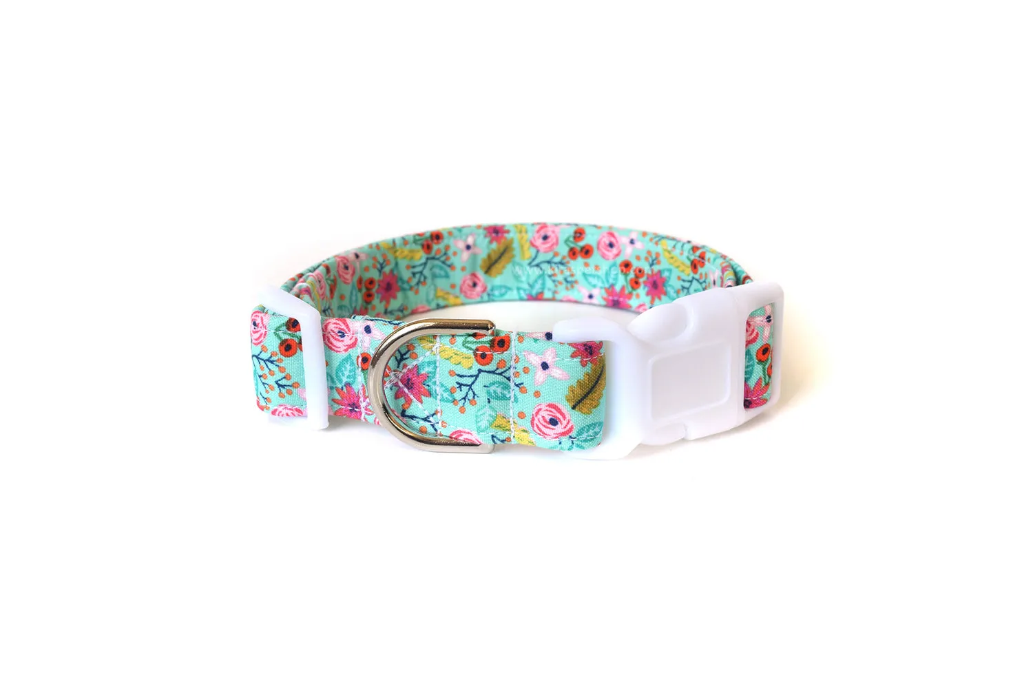 Turquoise Multicolor Floral Dog Collar