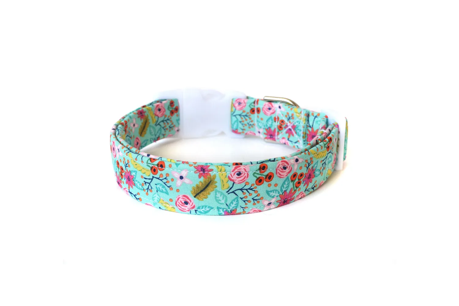 Turquoise Multicolor Floral Dog Collar