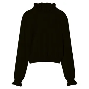 Twinset Black Openwork Logo Turtleneck