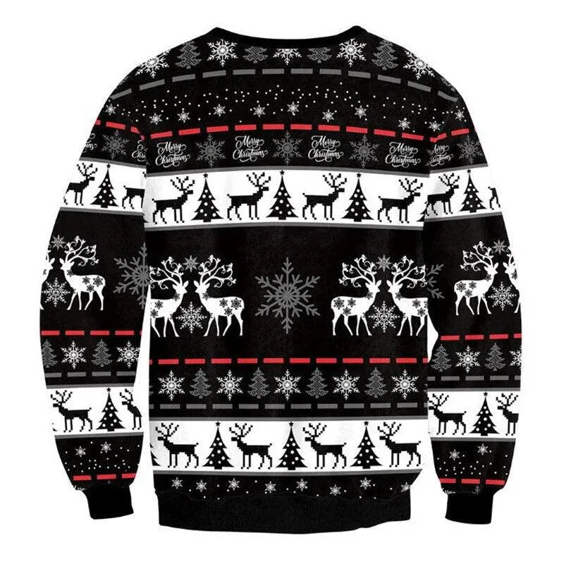 Ugly Christmas Sweater Tree Reindeer Snowflakes