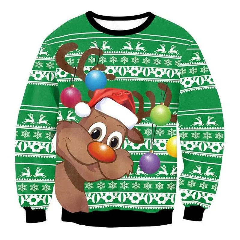 Ugly Christmas Sweater Tree Reindeer Snowflakes