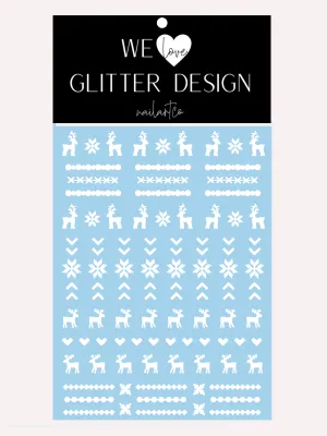 Ugly Sweater DEER DESIGN 2 Nail Decal | White