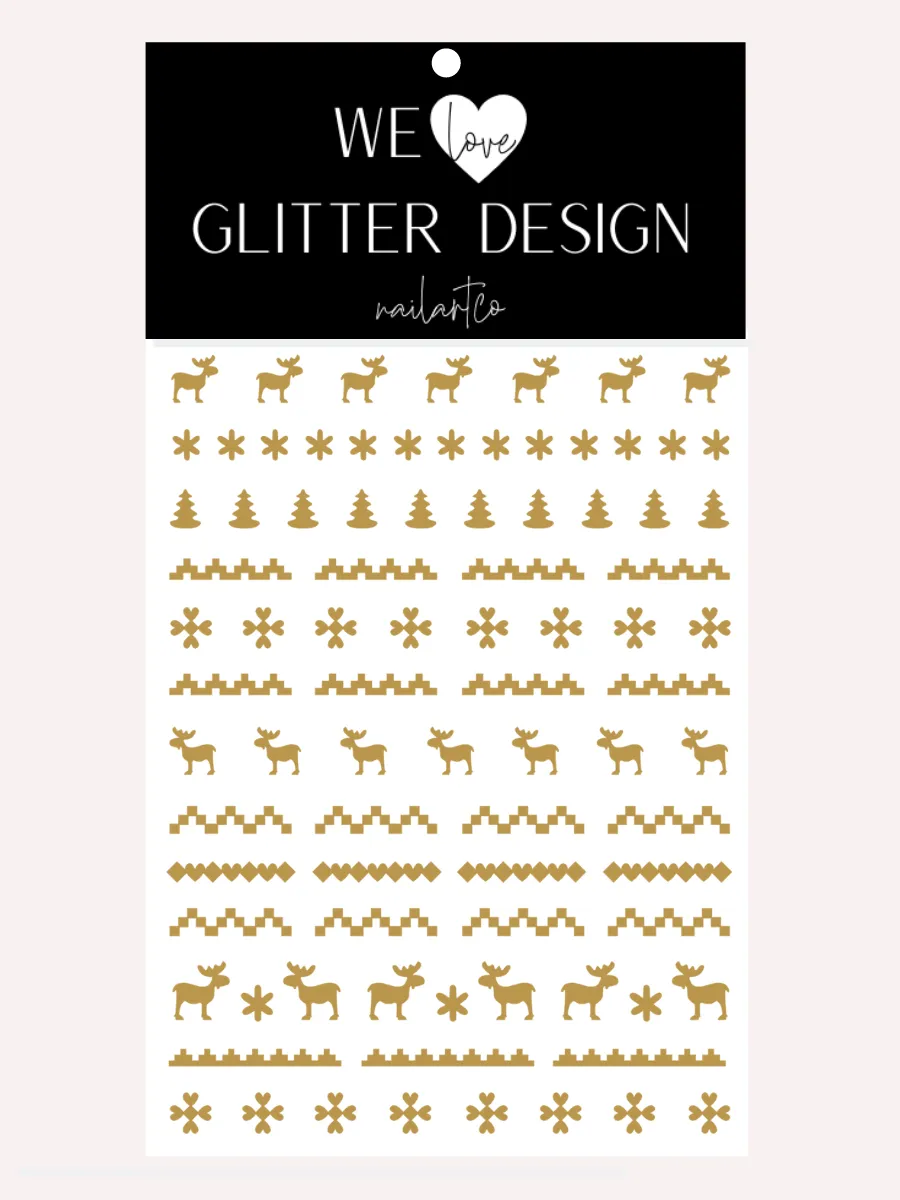 Ugly Sweater MOOSE DESIGN 2 Nail Decal | Light Brown