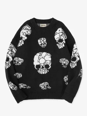 Ukiyo-e Style Jacquard Woven Wool Knitted Sweater