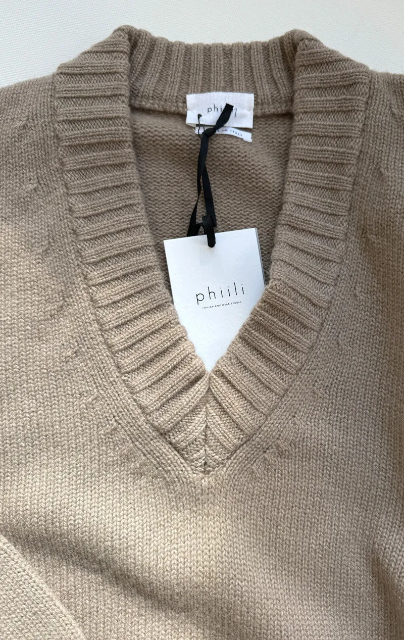 v neck beige sweater