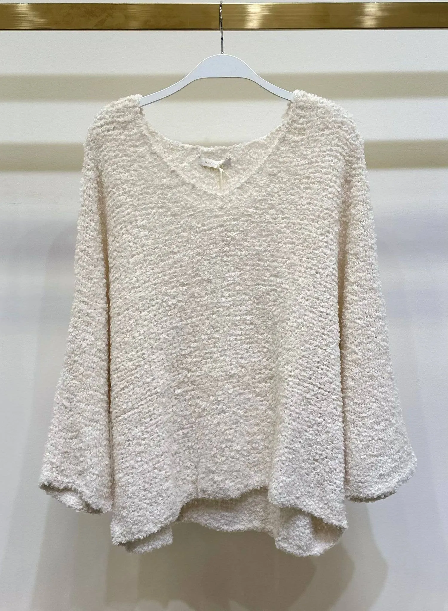 V-Neck Oversized Boucle Sweater