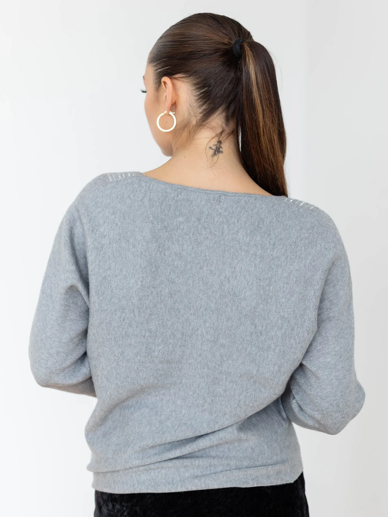 V-Neck Stone Detail Sweater